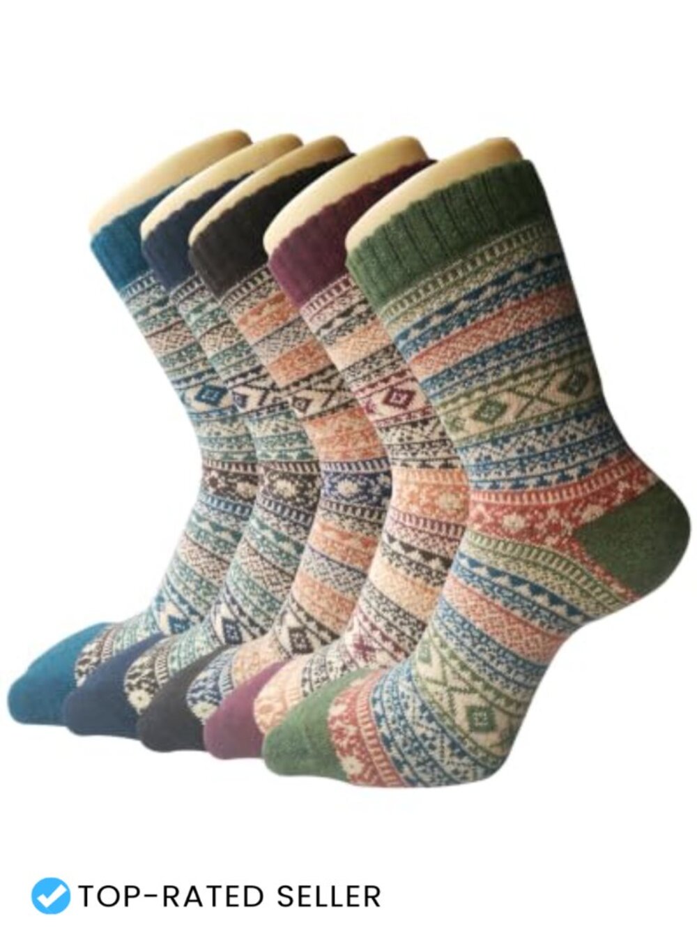 Wool Blend Winter Crew Socks for Women 5 Pair Boot Hiking